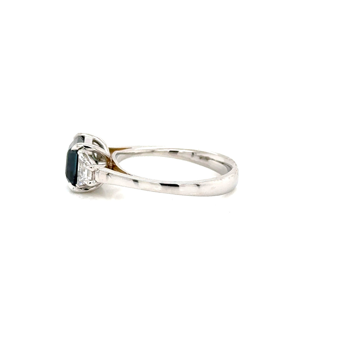 Platinum Teal Sapphire and Diamond Ring