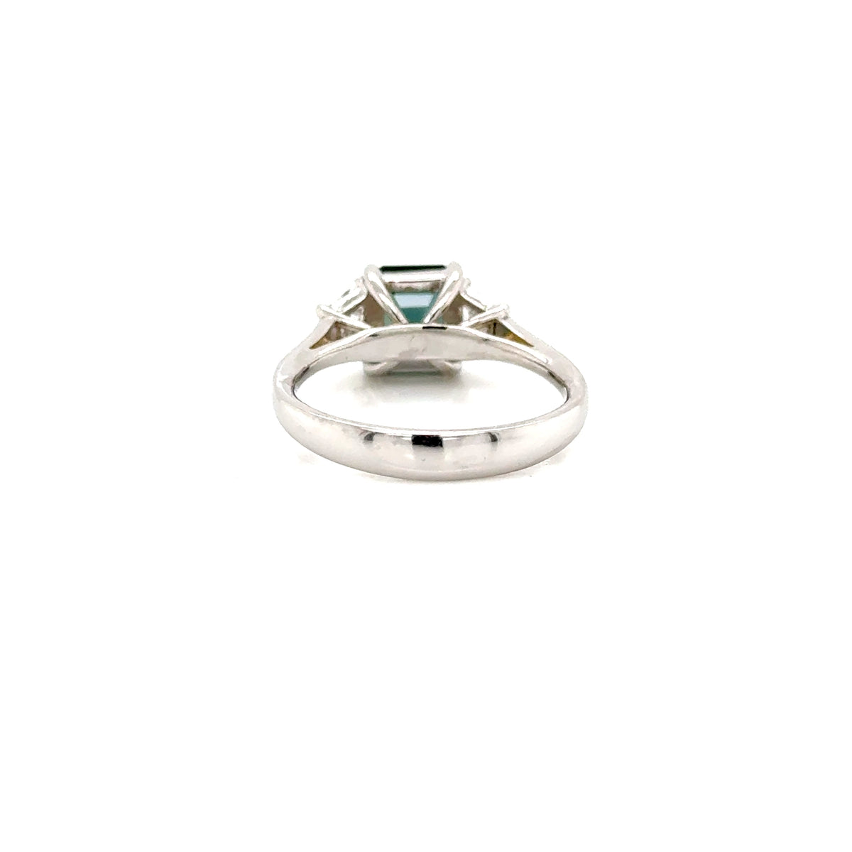 Platinum Teal Sapphire and Diamond Ring