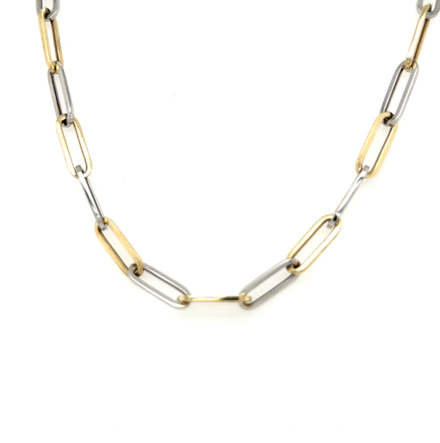 9ct Yellow/White Gold Paper Link Necklet