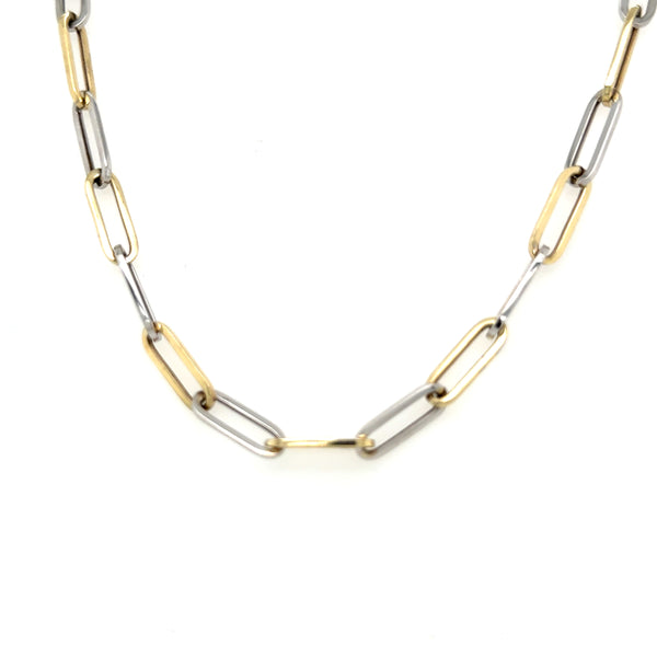 9ct yellow and white gold paper link necklet