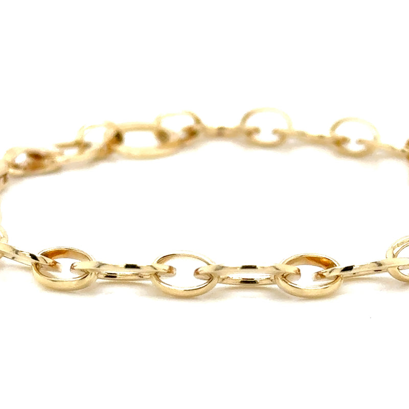 9ct Yellow Gold Flat Oval Chain 7.5 inch