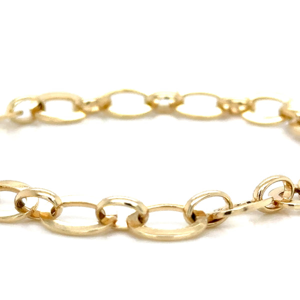 9ct Yellow Gold Flat Oval Chain 7.5 inch