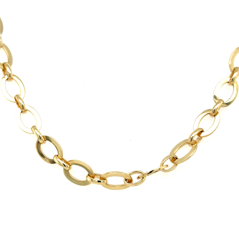 9ct Yellow Gold Flat Oval Chain 18 inch