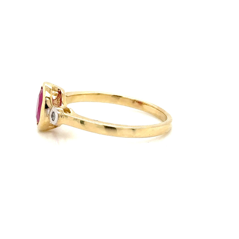 9ct Yellow Gold Ruby and Diamond Ring