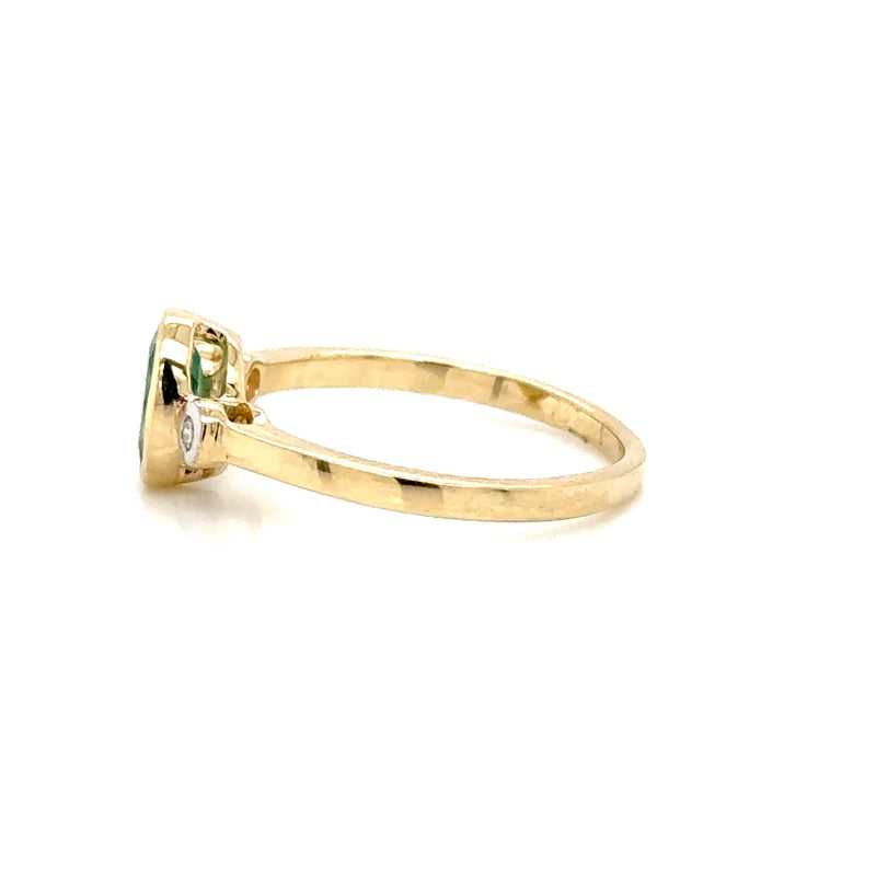 9ct Yellow Gold Emerald and Diamond Ring