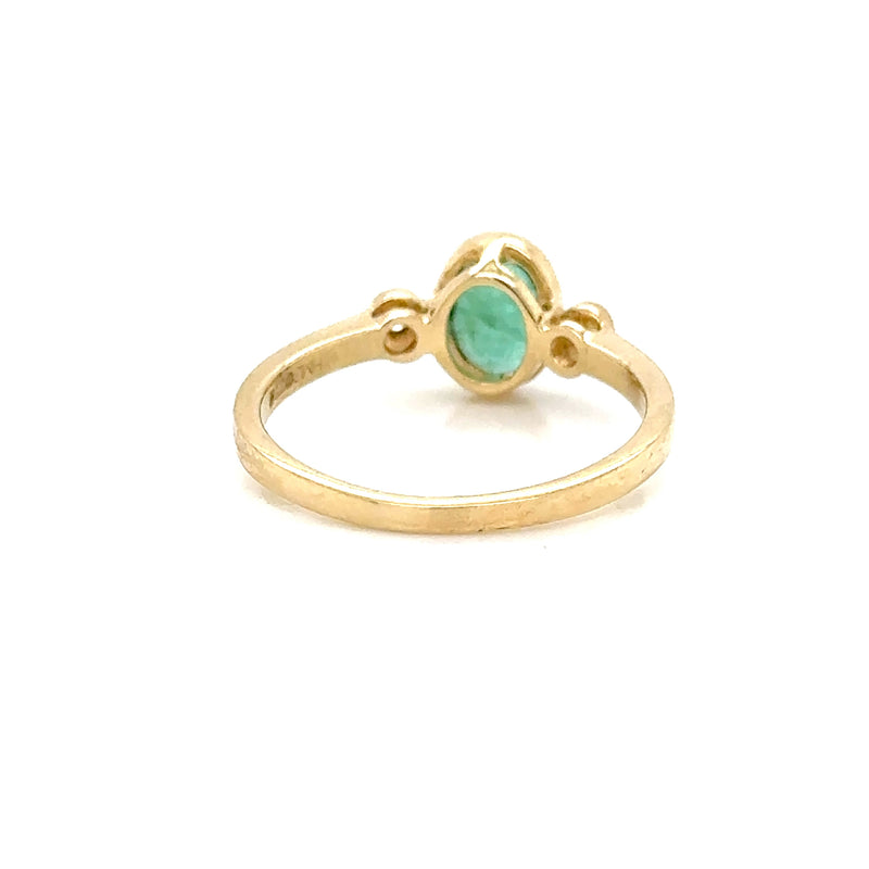 9ct Yellow Gold Emerald and Diamond Ring