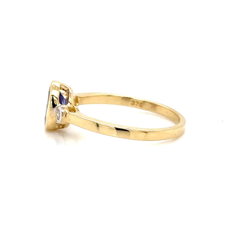 9ct Yellow Gold Tanzanite and Diamond Ring