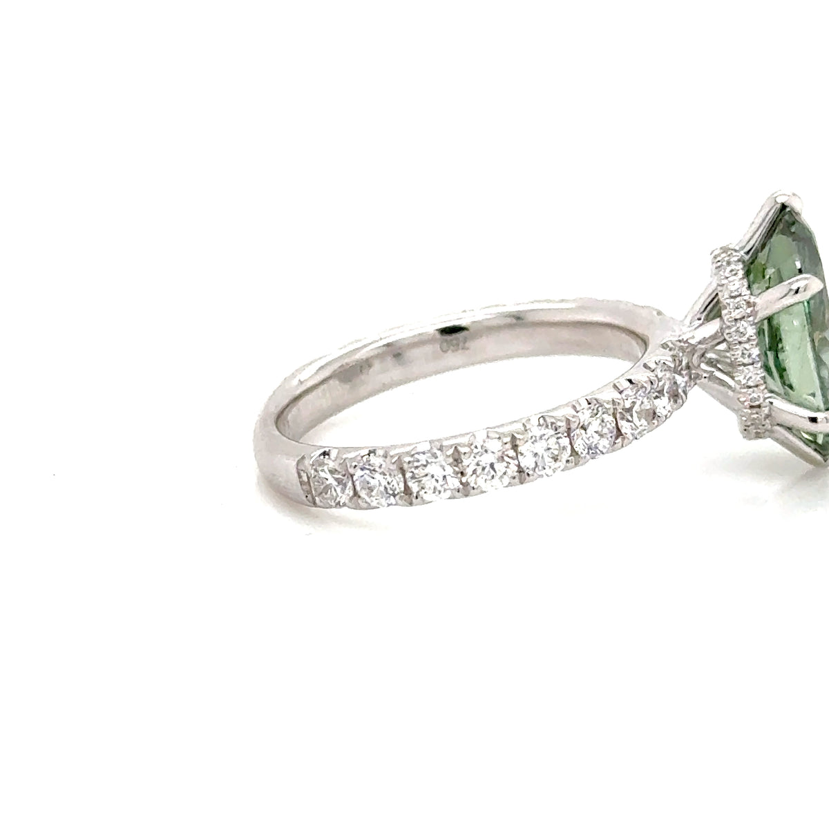 18ct White Gold Lab Grown Green Diamond Ring 3.54ct