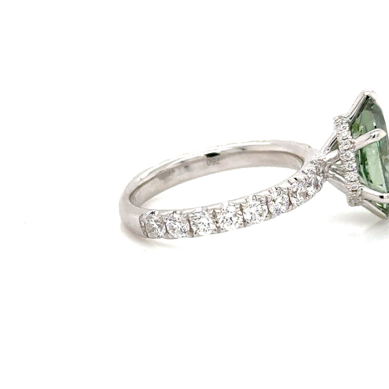 18ct White Gold Lab Grown Green Diamond Ring 3.54ct