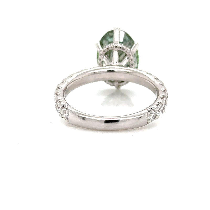 18ct White Gold Lab Grown Green Diamond Ring 3.54ct