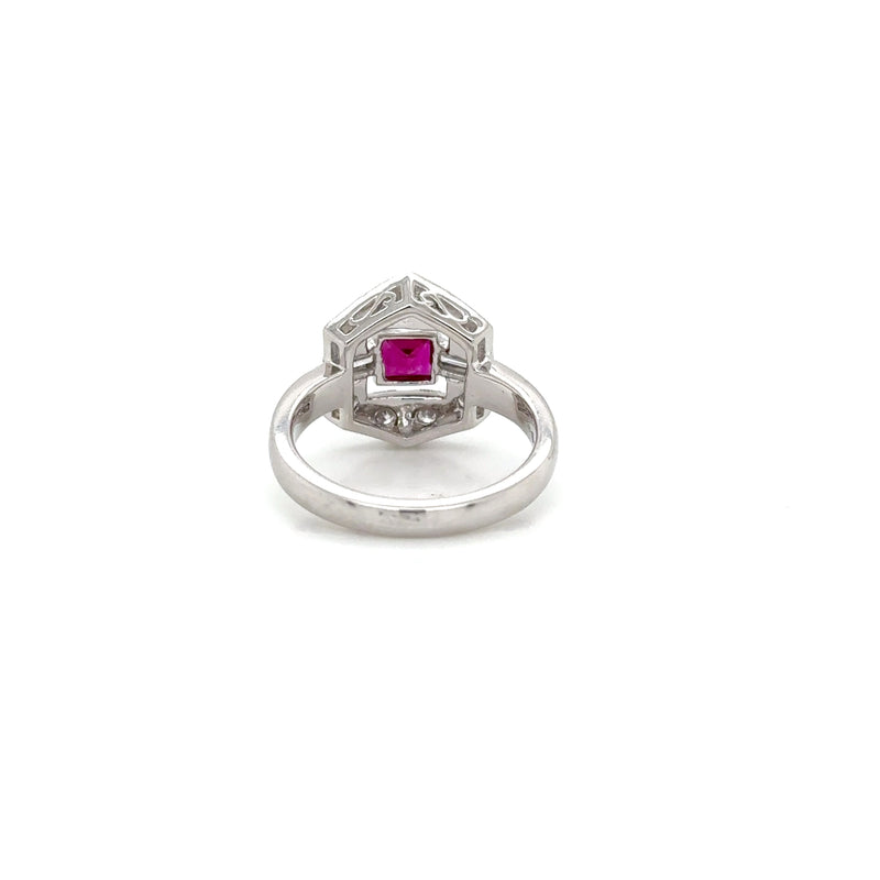 Platinum Ruby and Diamond Ring