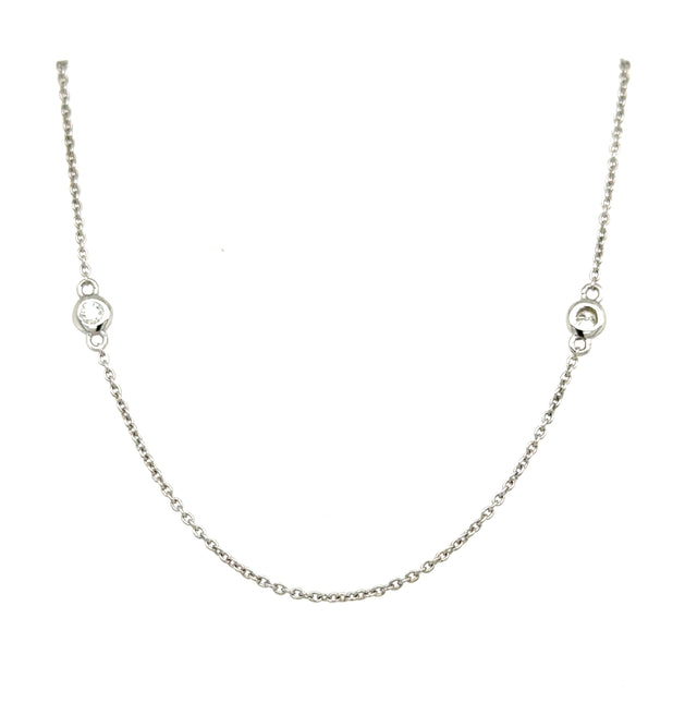 18ct White Gold Yard Diamonds Necklet 10 Diamonds 0.46ct 32 inch
