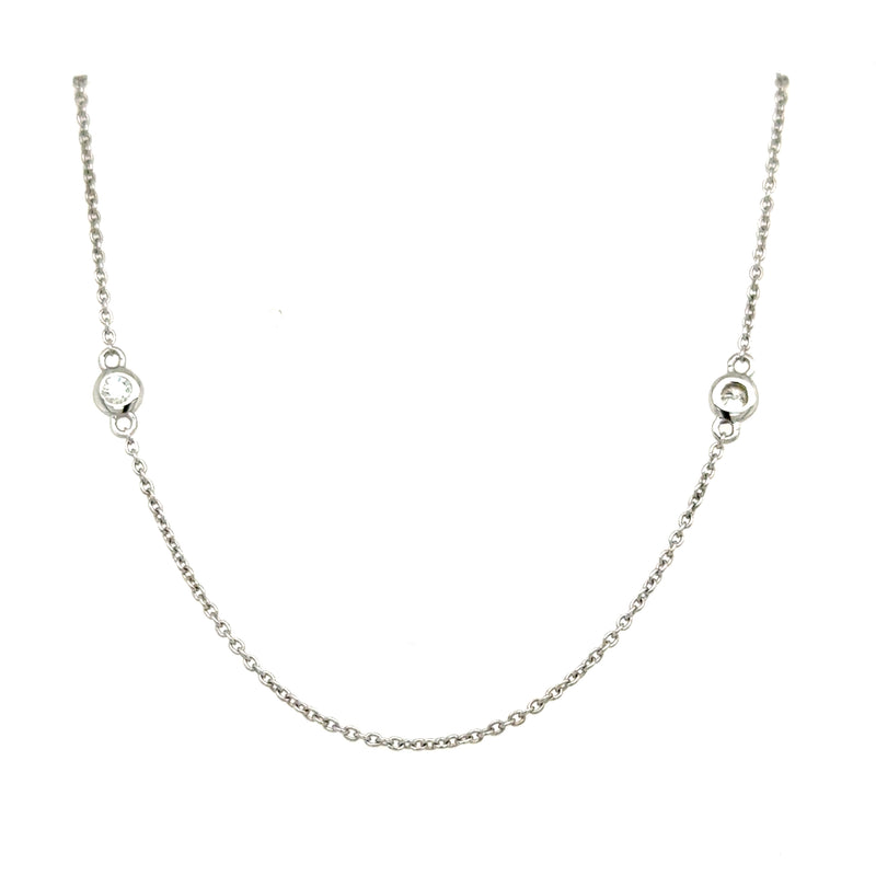 18ct White Gold Yard Diamonds Necklet 10 Diamonds 0.46ct 32 inch