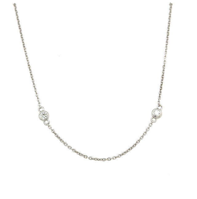 18ct White Gold Yard Diamonds Necklet 8 Diamonds 0.43ct 18 inch