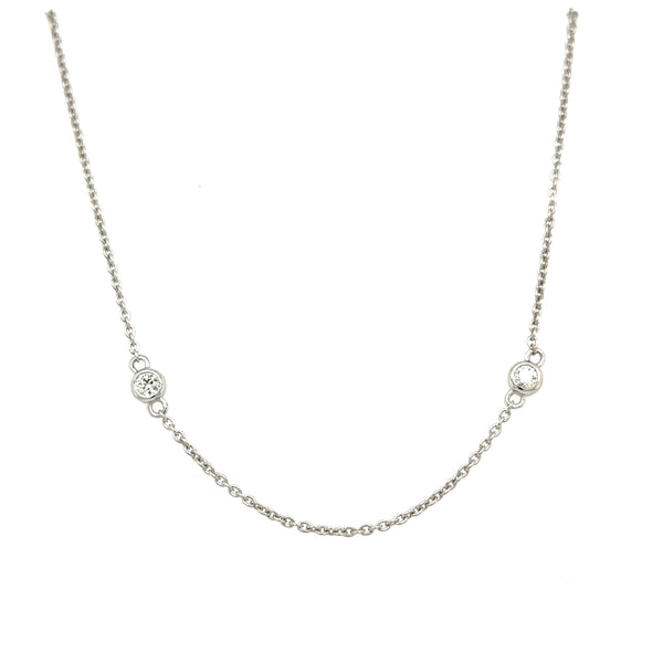 18ct White Gold Yard Diamonds Necklet 8 Diamonds 0.43ct 18 inch