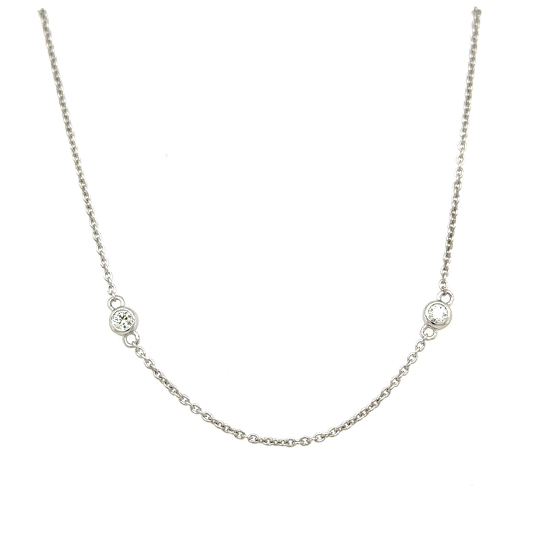 18ct White Gold Yard Diamonds Necklet 8 Diamonds 0.43ct 18 inch