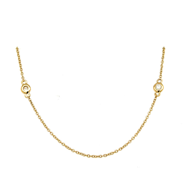 18ct Yellow Gold Yard Diamonds Necklet 10 Diamonds 0.46ct 32 Inch