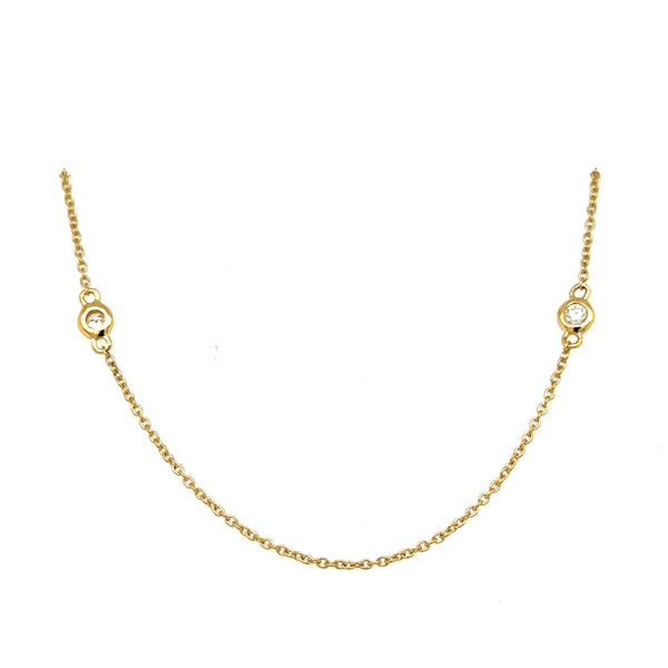 18ct Yellow Gold Yard Diamonds Necklet 10 Diamonds 0.46ct 32 Inch