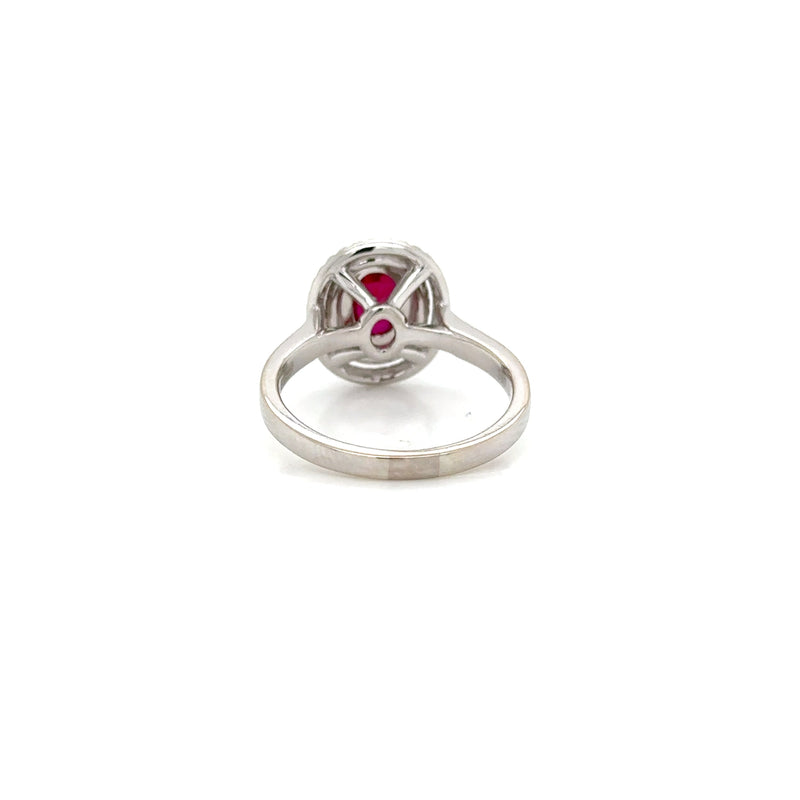 14ct White Gold Ruby and Diamond Double Halo Ring