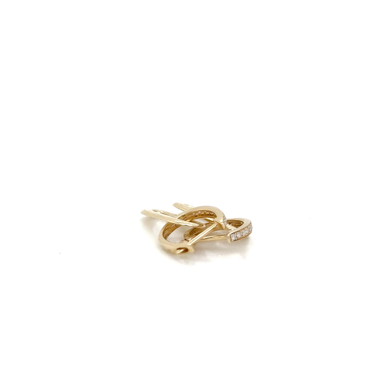 9ct Yellow Gold Diamond Huggies with Yellow Gold Drop