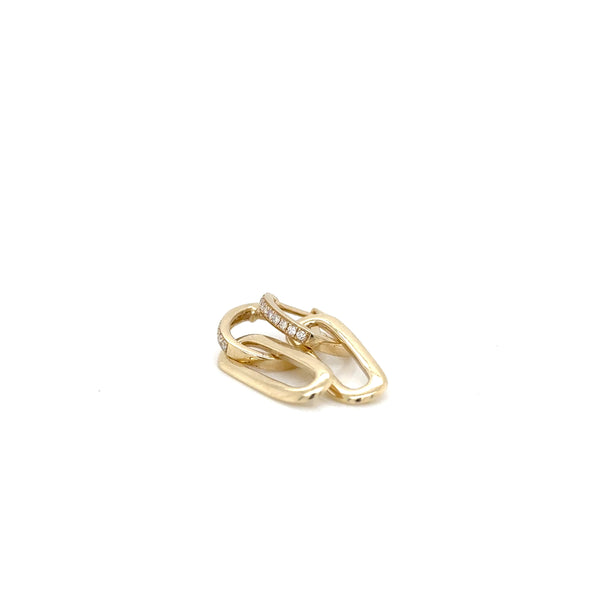 9ct Yellow Gold Diamond Huggies with Yellow Gold Drop