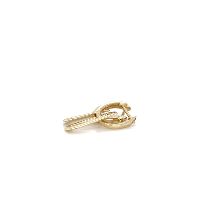 9ct Yellow Gold Diamond Huggies with Yellow Gold Drop