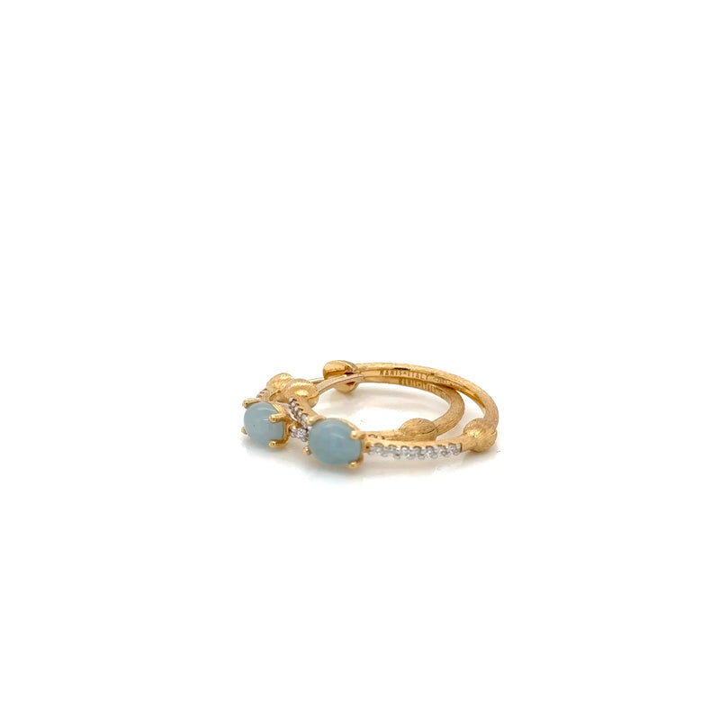 Nanis 18ct Yellow Gold Aquamarine and Diamond Hoop Earrings