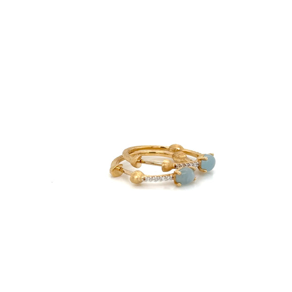 Nanis 18ct Yellow Gold Aquamarine and Diamond Hoop Earrings