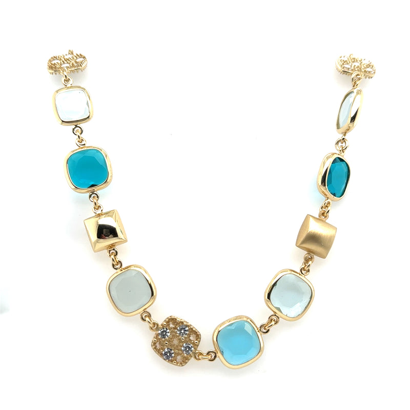 Aquaforte Gold Plated Blue Coloured Necklet