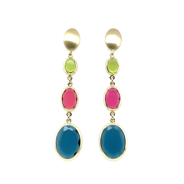 Aquaforte Gold Plated Drop Coloured Earrings