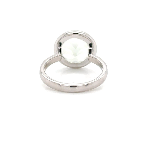 9ct White Gold Green Amethyst Ring