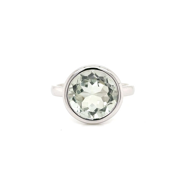 9ct White Gold Green Amethyst Ring