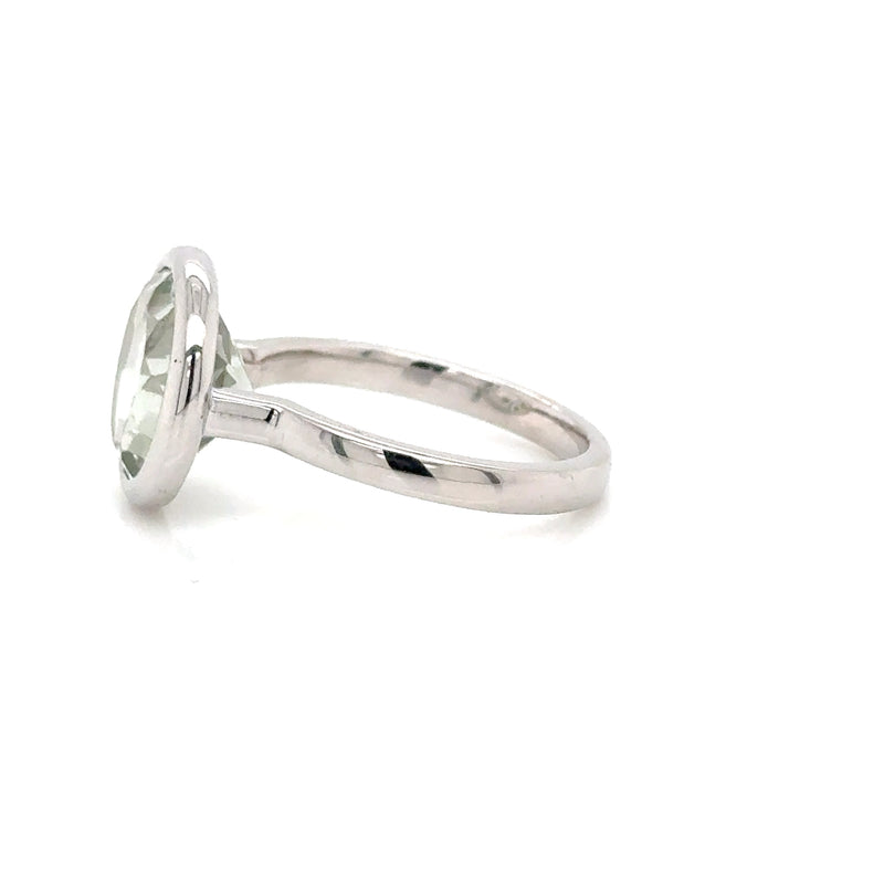 9ct White Gold Green Amethyst Ring