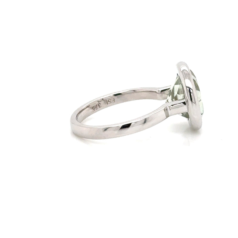 9ct White Gold Green Amethyst Ring