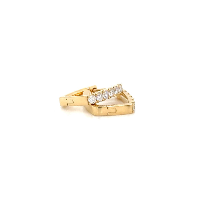 18ct Yellow Gold Square Diamond Hoops