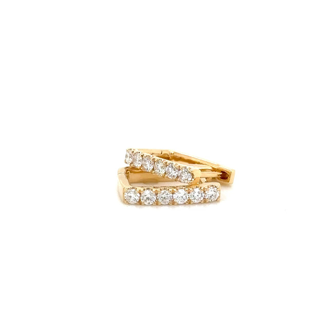 18ct Yellow Gold Square Diamond Hoops