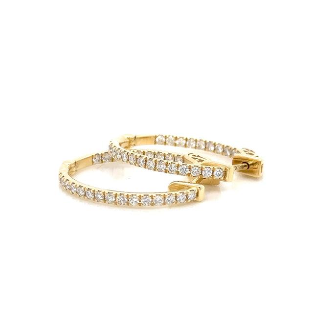 18ct Yellow Gold Round Diamond Hoops Approx 20mm x 1.75mm