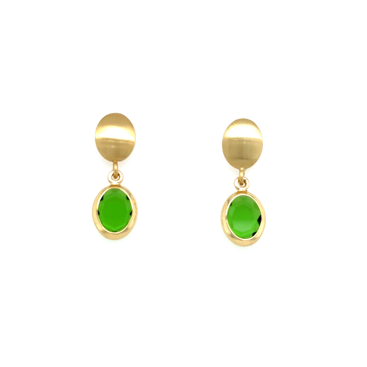 Aquaforte Gold Plated Drop Earring with Green Stone
