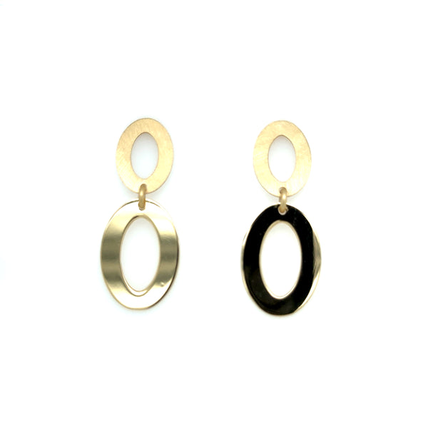 Aquaforte Gold Plated Drop Oval Earrings