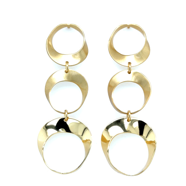 Aquaforte Gold Plated Circle Drop Earrings