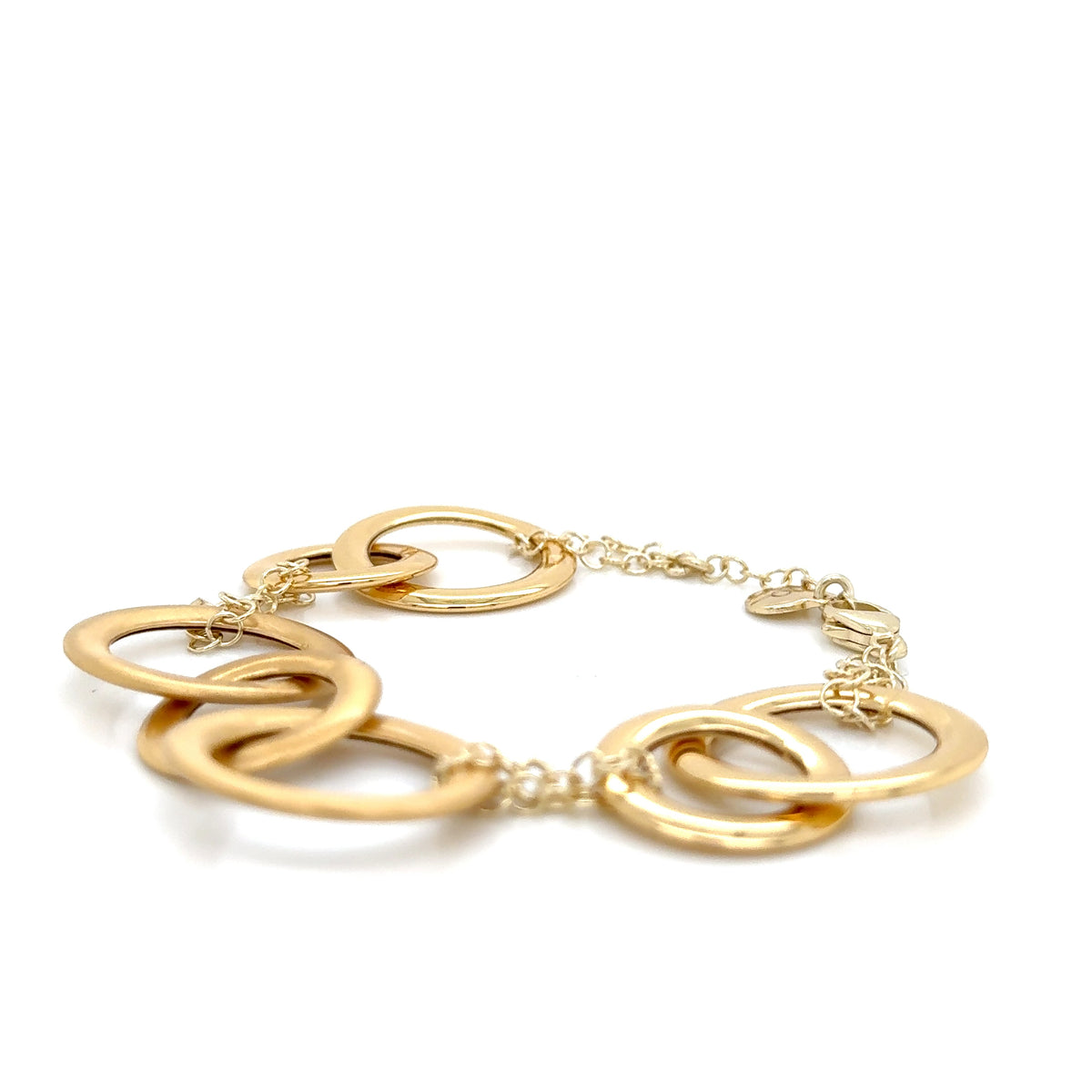 Aquaforte Gold Plated Bracelet Polished and Brushed Circles