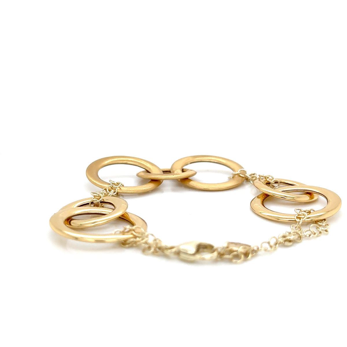 Aquaforte Gold Plated Bracelet Polished and Brushed Circles