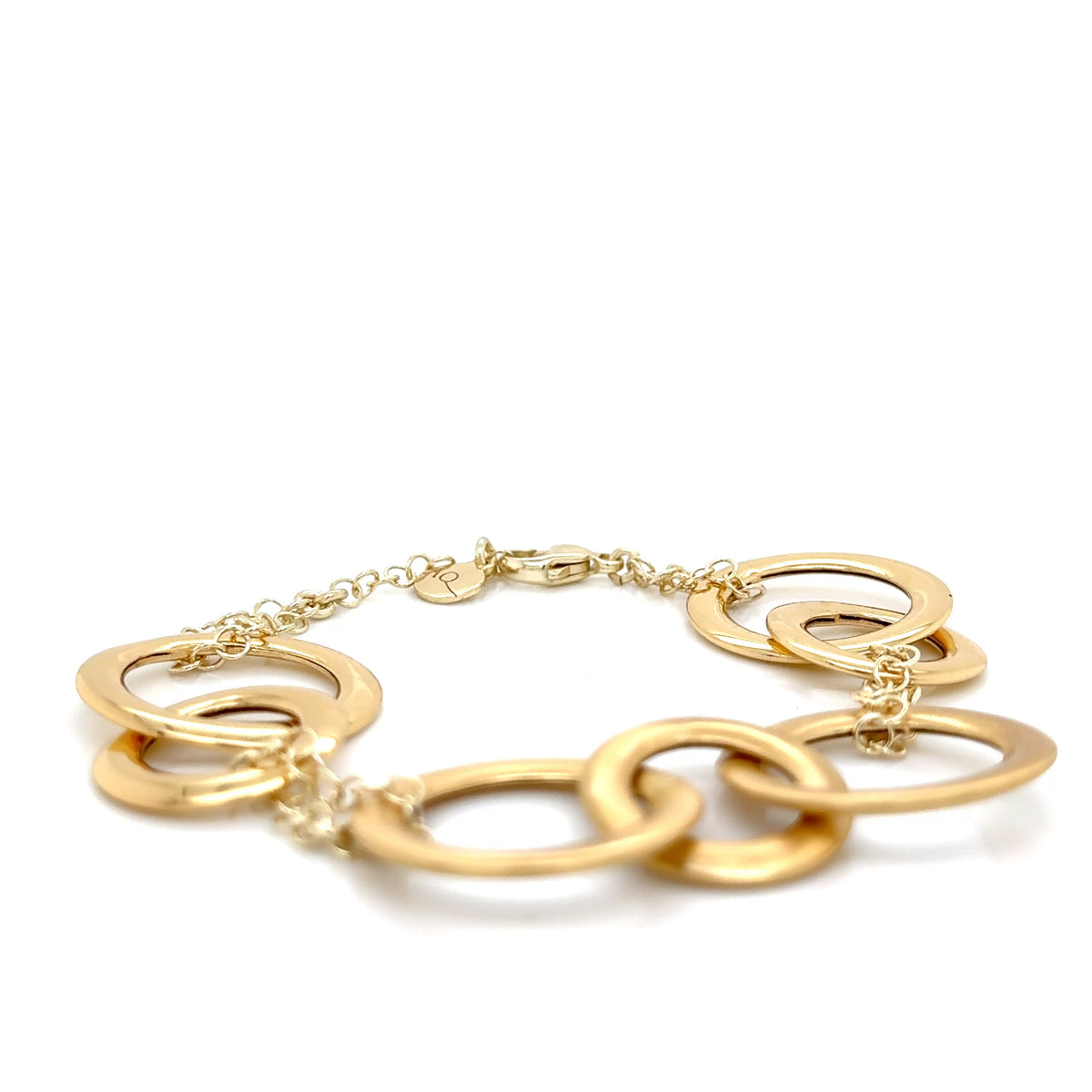 Aquaforte Gold Plated Bracelet Polished and Brushed Circles