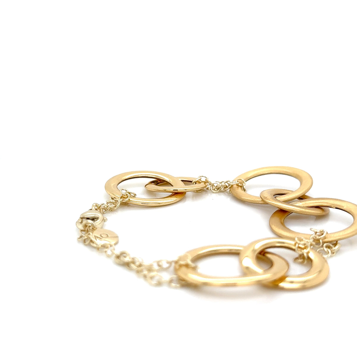Aquaforte Gold Plated Bracelet Polished and Brushed Circles
