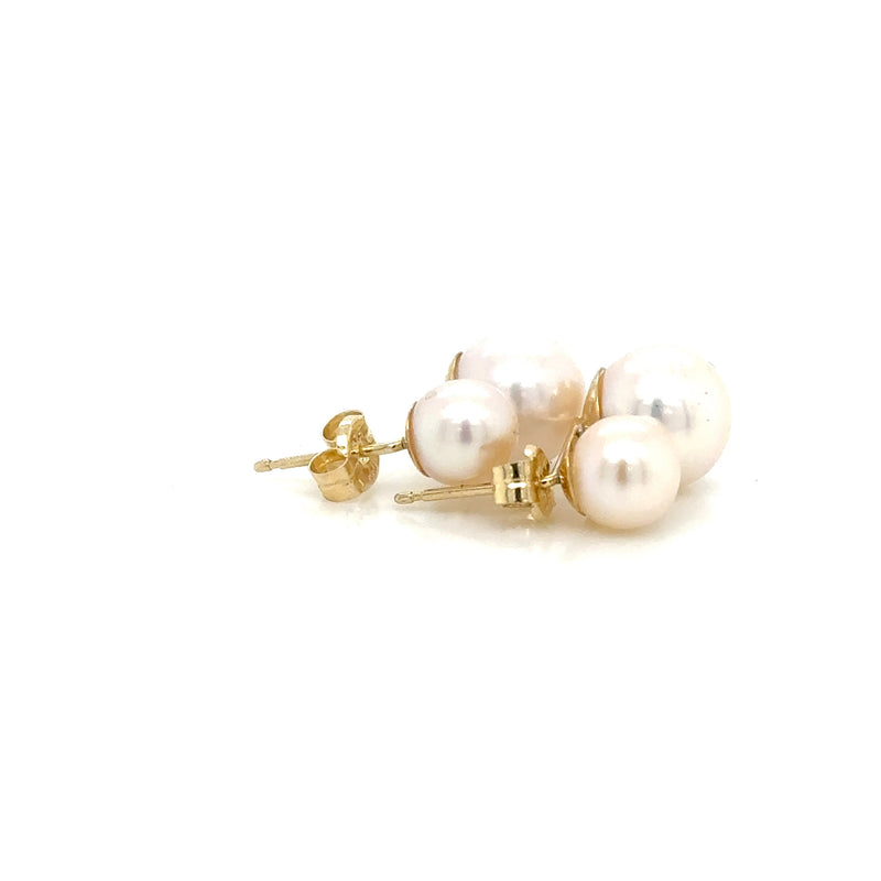 9ct Yellow Gold Freshwater Cultured Pearl 2 Stone earrings