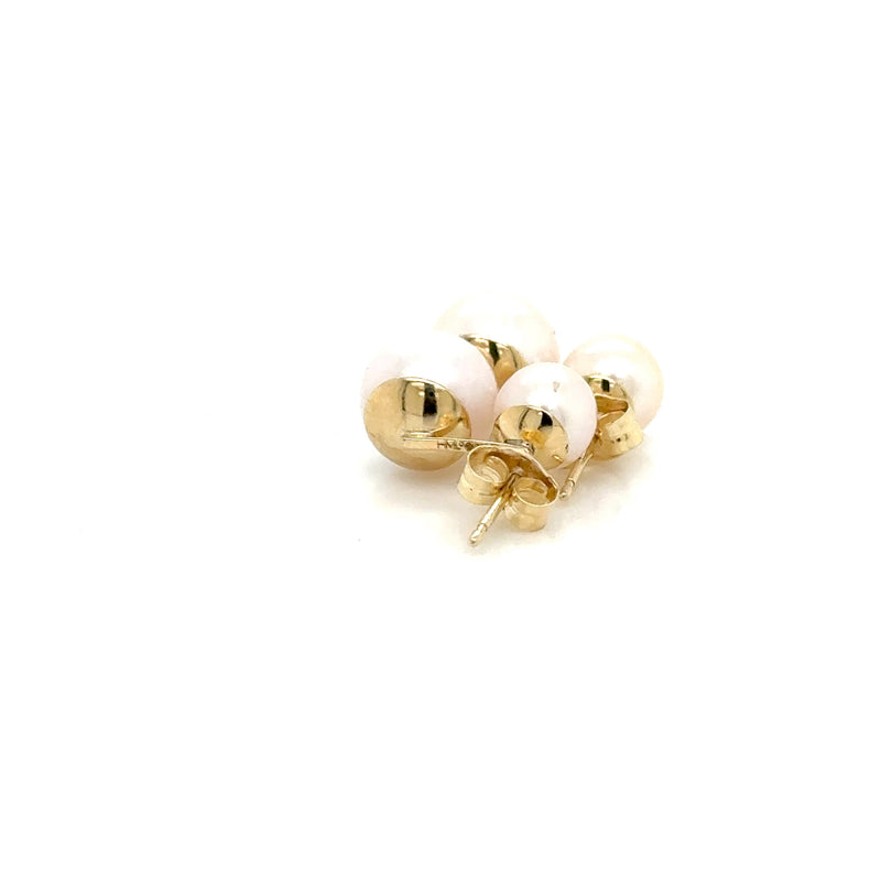 9ct Yellow Gold Freshwater Cultured Pearl 2 Stone earrings