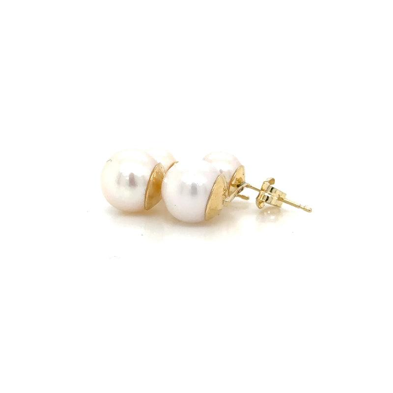 9ct Yellow Gold Freshwater Cultured Pearl 2 Stone earrings