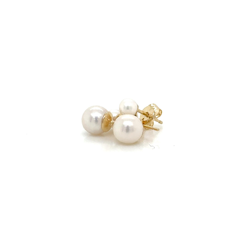 9ct Yellow Gold Freshwater Cultured Pearl 2 Stone earrings