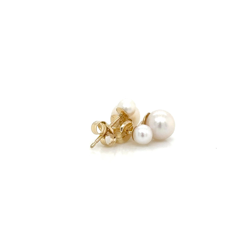 9ct Yellow Gold Freshwater Cultured Pearl 2 Stone earrings