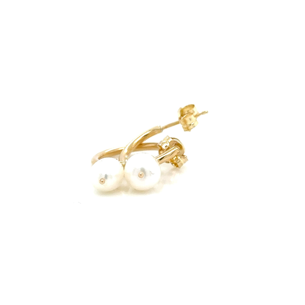 9ct Yellow Gold Freshwater Cultured Pearl Hoop Earrings